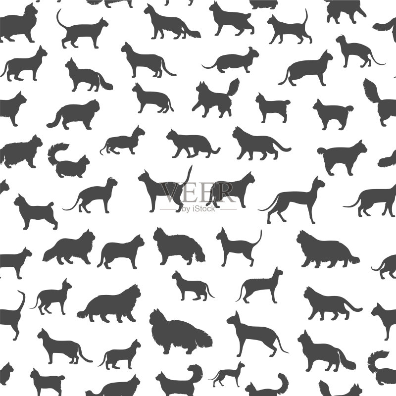 猫品种图标扁平风格无缝图案图标素材
