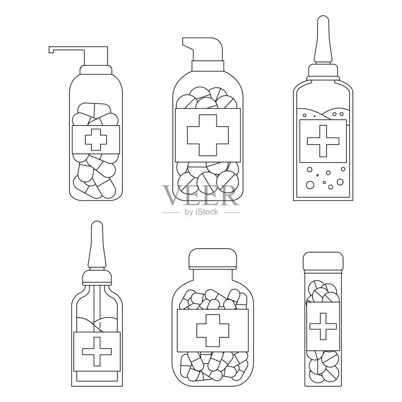 药丸药管轮廓样式合集图标素材