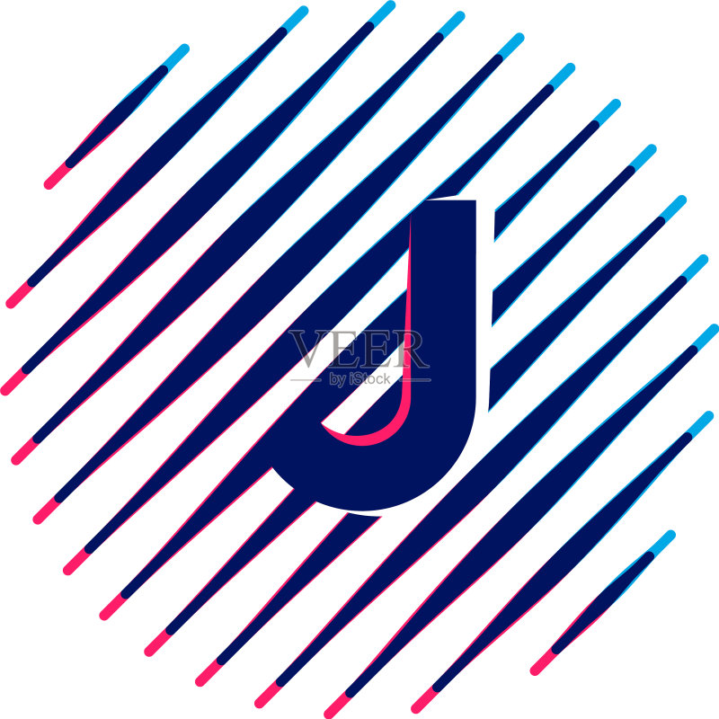 倾斜快速线条内的J字母标志图标素材