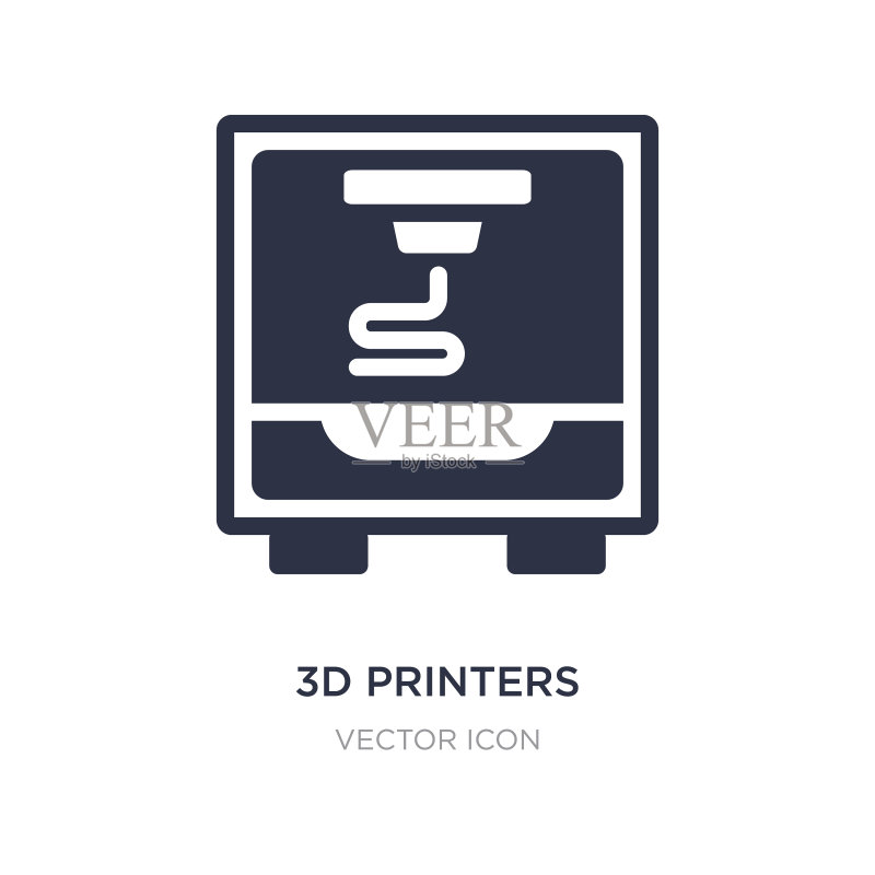 白色背景上的3D打印机图标图标素材