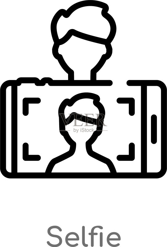 黑色简约线条自拍轮廓图标图标素材