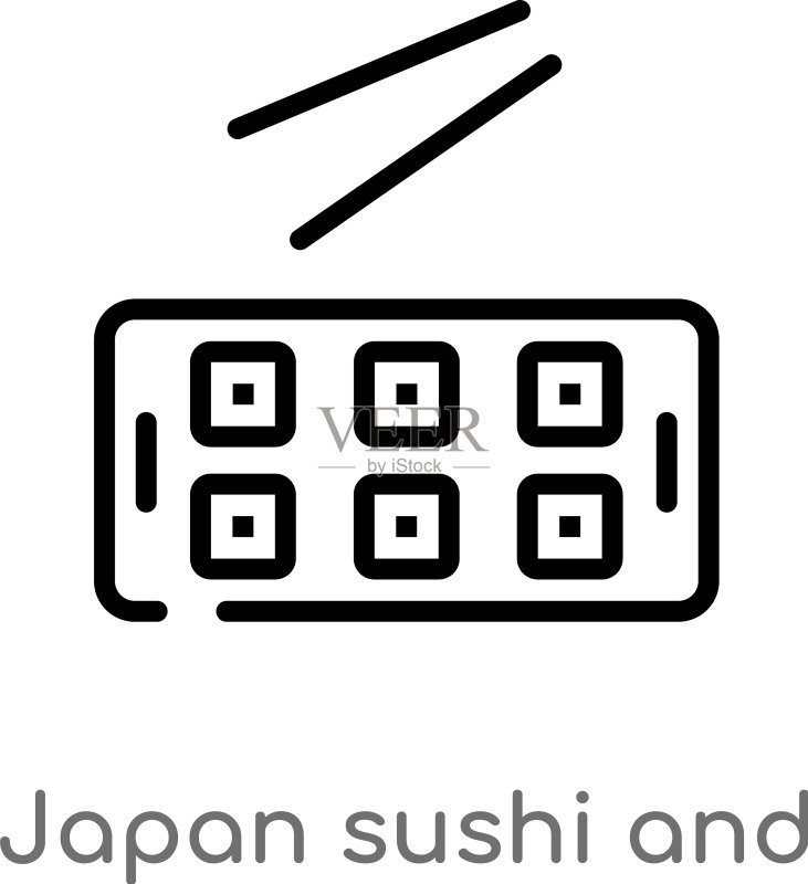 日本寿司和筷子轮廓图标图标素材