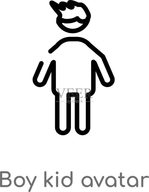 黑色简约男孩头像轮廓图标素材