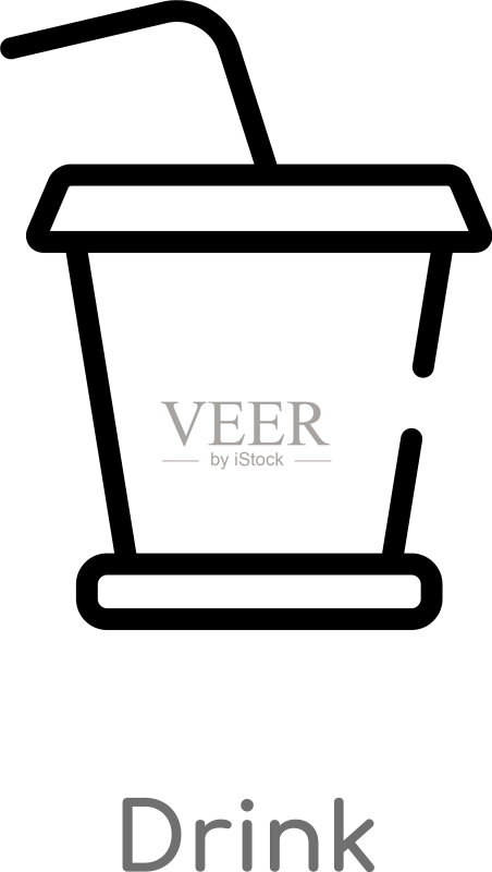 黑色简约线条饮品轮廓图标图标素材
