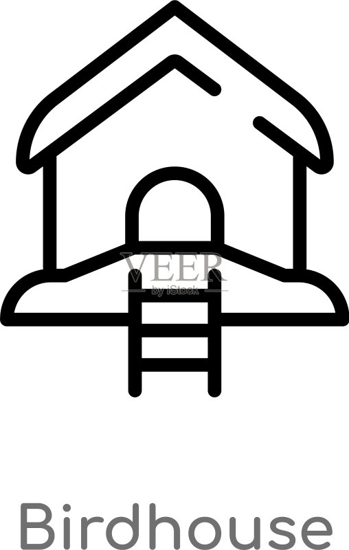 鸟舍黑色轮廓图标图标素材