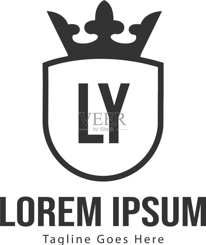 现代边框LY字母logo模板图标素材