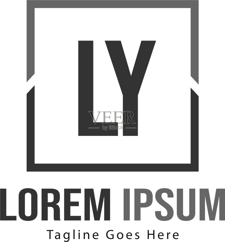 现代边框LY字母logo模板图标素材