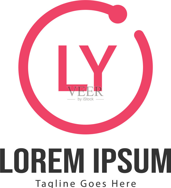 现代边框LY字母logo模板图标素材