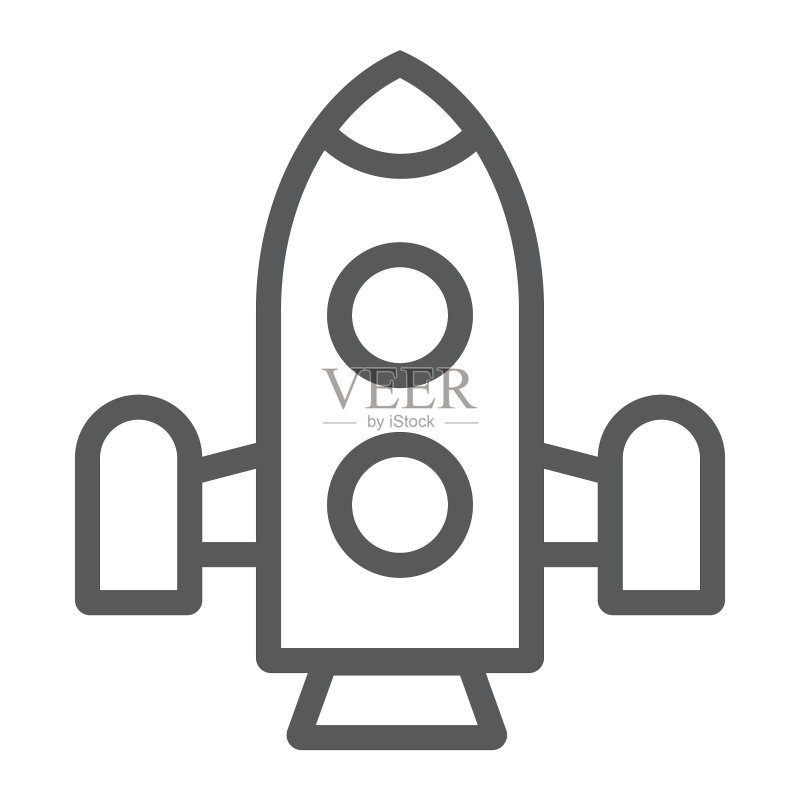 火箭线条图标航天飞机和天文学宇宙飞船图标素材