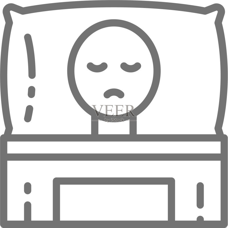 卧床的癌症患者肿瘤科线条图标图标素材