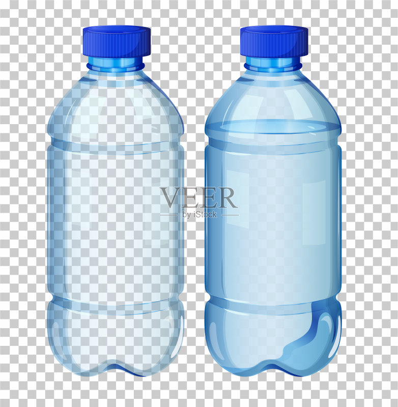 一组透明水瓶图标素材