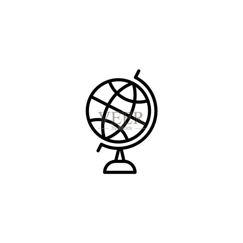 白色背景上的网页线性地球图标图标素材
