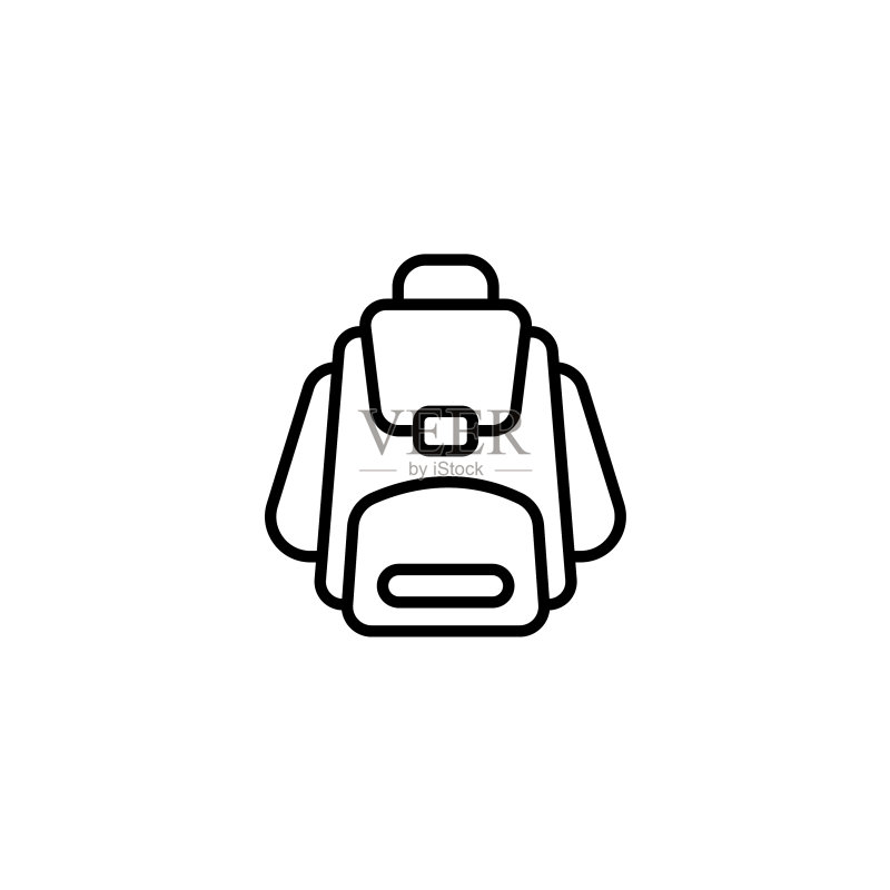白色背景上的Web线条图标：背包图标素材