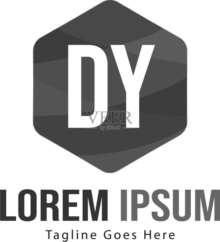 具有现代框架的DY首字母标志模板图标素材