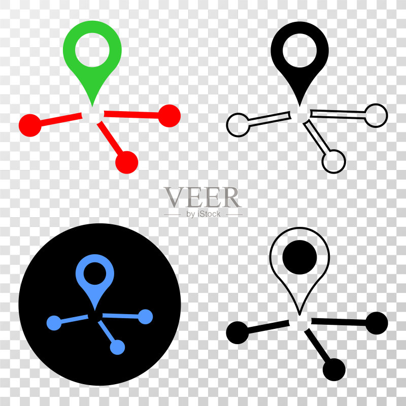 带轮廓的地图指针链接EPS图标图标素材