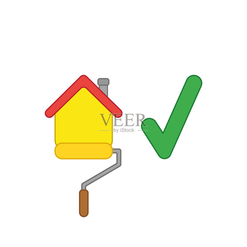 滚筒油漆刷房屋喷涂图标概念图标素材