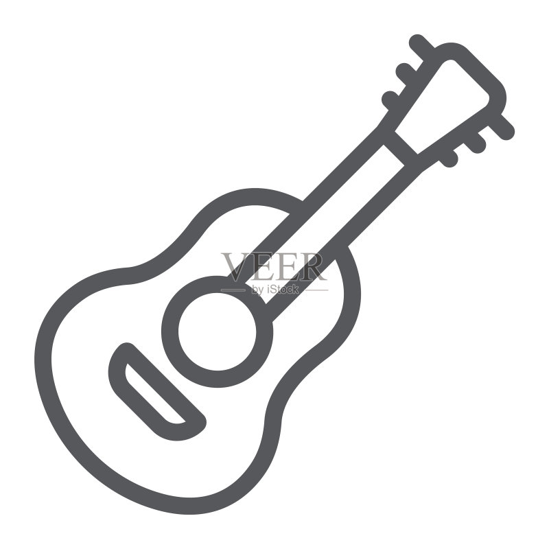 吉他线性图标，音乐元素图标素材