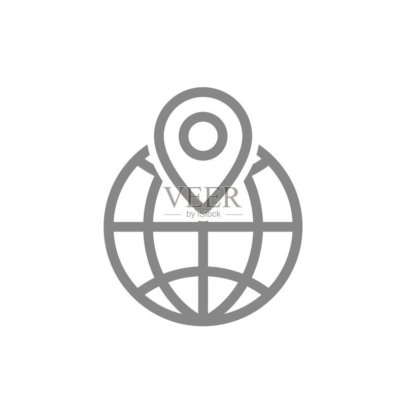 带地球线条的位置标记图标图标素材