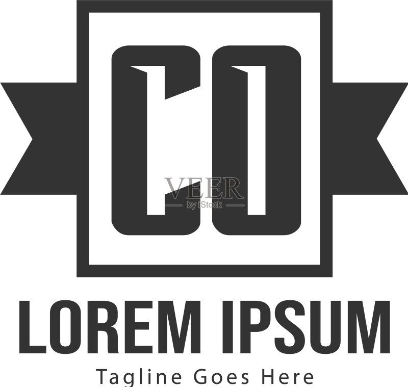 现代框架CO首字母Logo模板图标素材