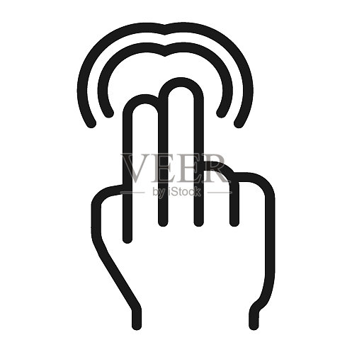 双指双击线条图标触摸手势图标素材