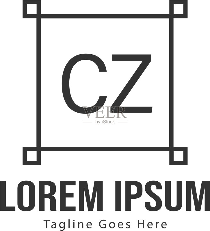 CZ字母现代边框logo模板图标素材