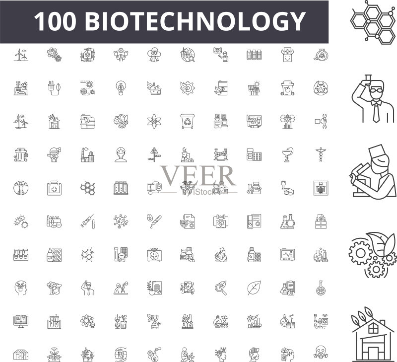 生物技术线性图标集图标素材