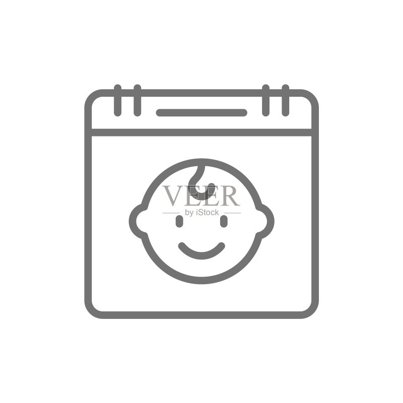 儿童生日日历线性图标图标素材