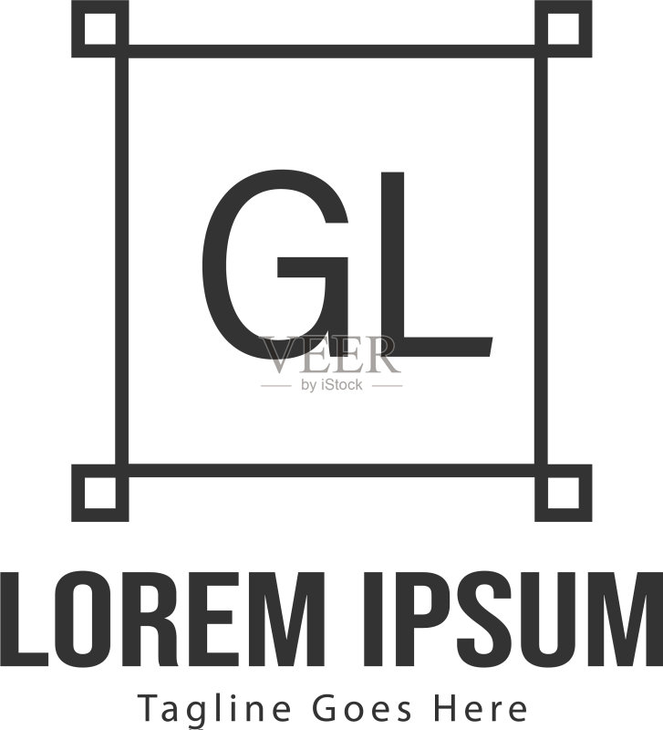 GL字母现代框架logo模板图标素材