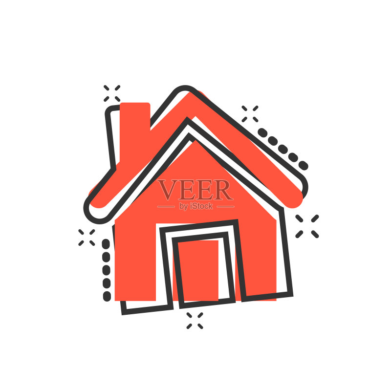 漫画风格房屋建筑图标图标素材