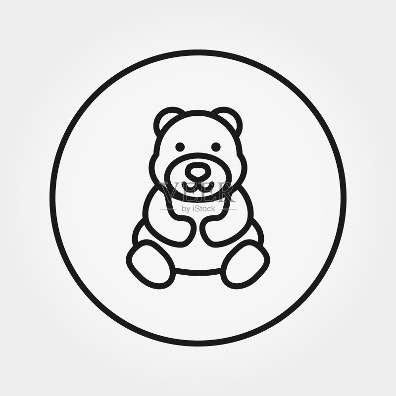 泰迪熊通用图标（可编辑细线）图标素材