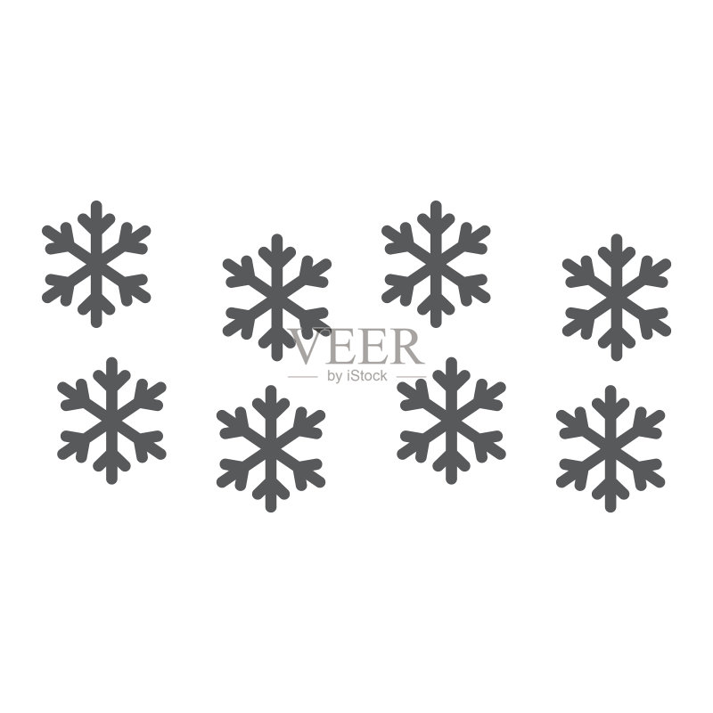 冬季和天气预报雪花线条和图示图标图标素材