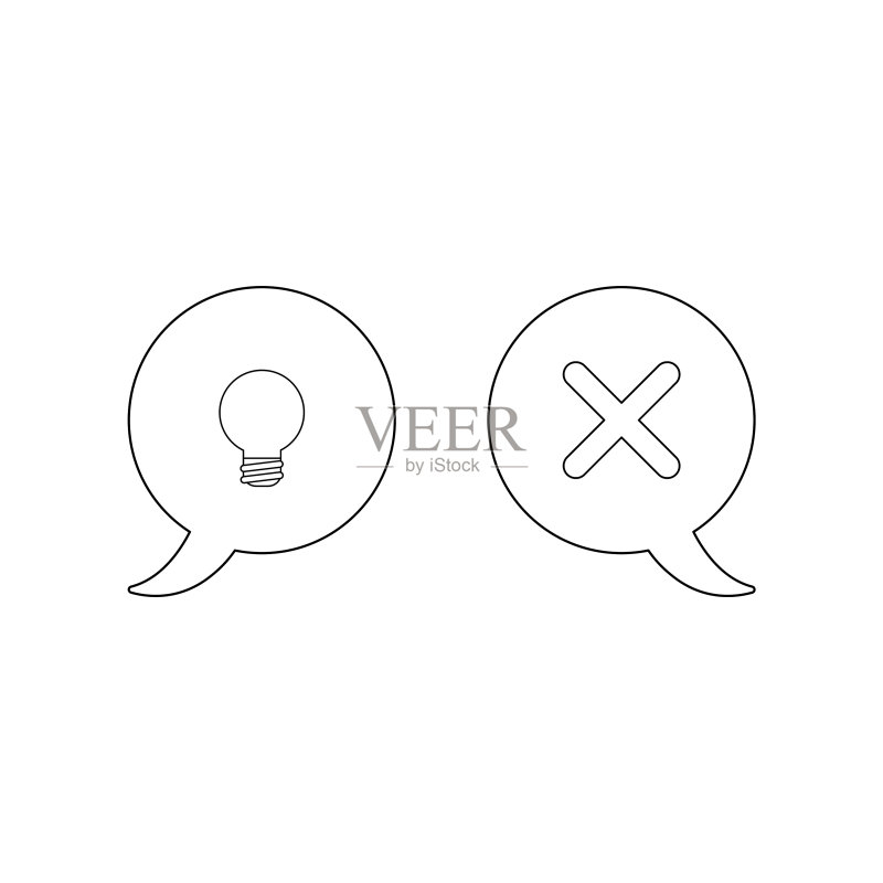 带灯泡的语音气泡图标概念图标素材