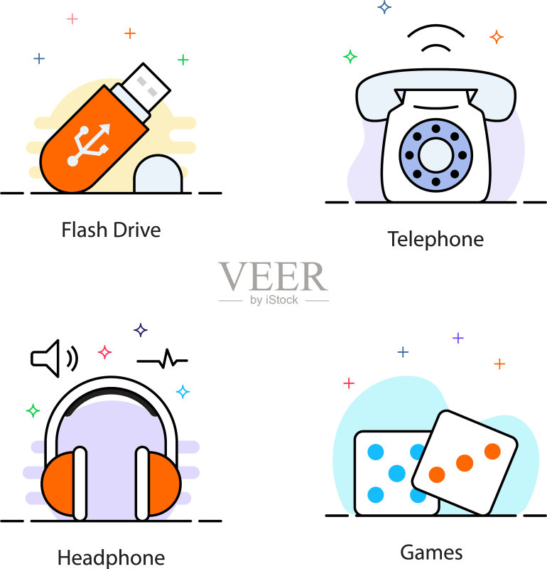 通信扁平图标集图标素材