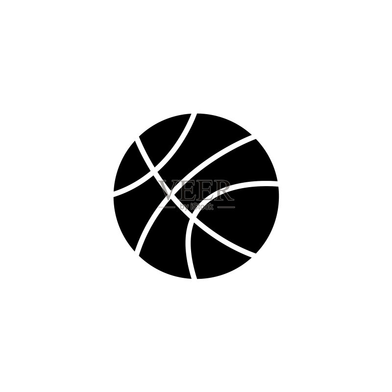 白色背景上的黑色篮球Web图标图标素材