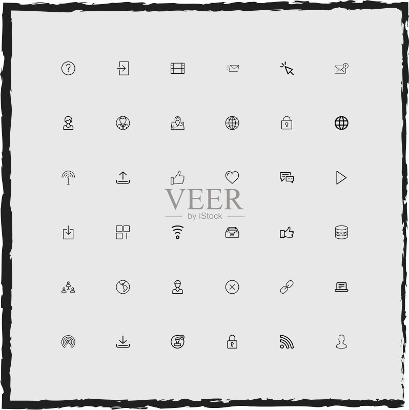 Web简约线性图标集图标素材