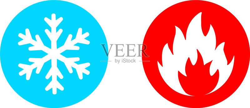 白色背景上的冷热图标图标素材