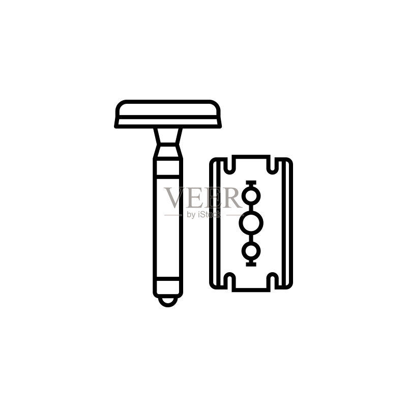 理发店剃须刀线条插画图标（白色背景）图标素材