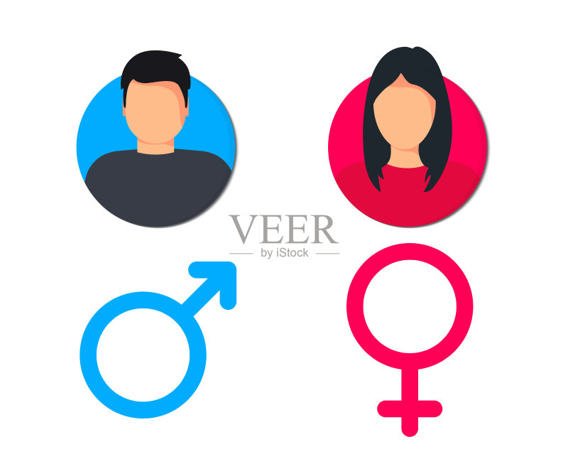 网站和移动应用的男女象形图。男人和女人用户资料。男女厕所标志。性别图标图标素材