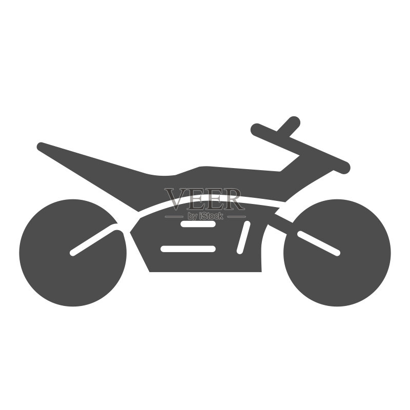 公路赛摩托车图标，白色背景上的摩托车矢量符号，移动概念和网页设计的运动摩托车图标图标素材