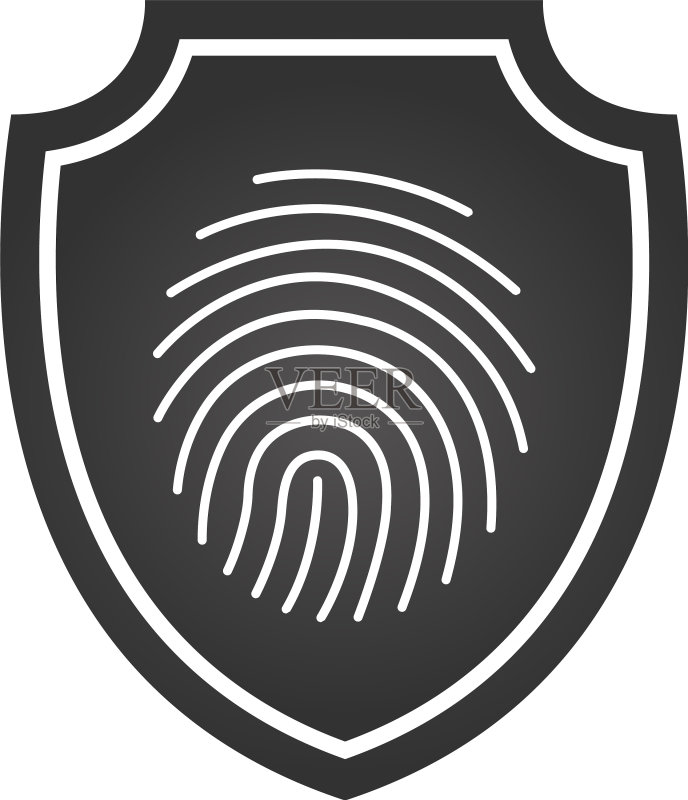 指纹安全盾牌标志设计元素图标素材