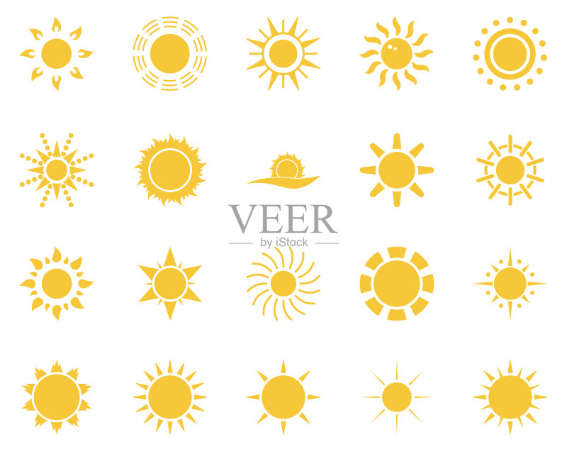 太阳夏季时间图标合集黄色太阳图标图标素材