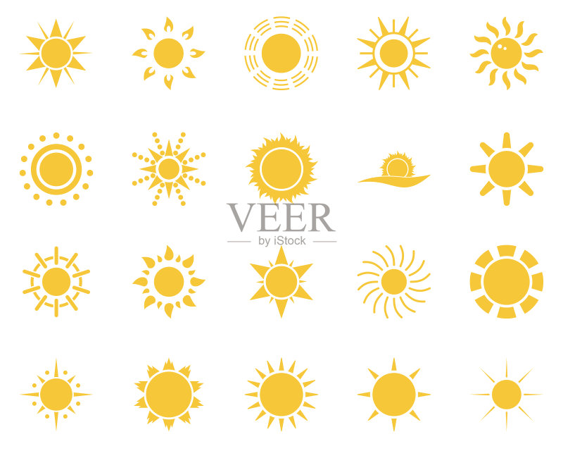 太阳夏季时间图标合集黄色太阳图标图标素材