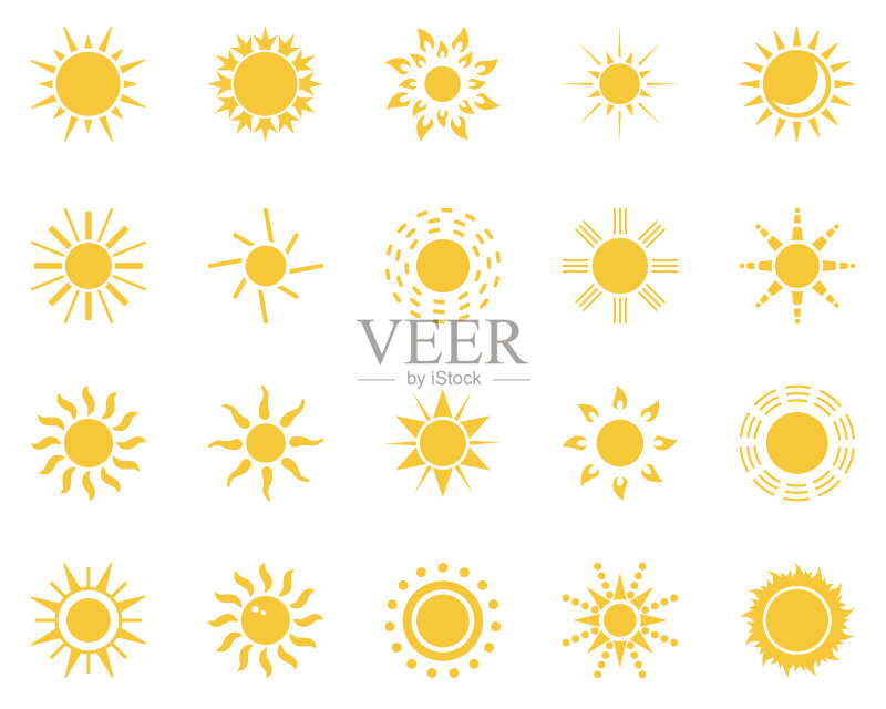 太阳夏季时间图标合集黄色太阳图标图标素材