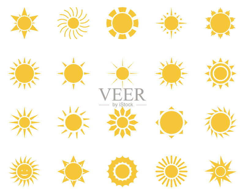 太阳夏季时间图标合集黄色太阳图标图标素材