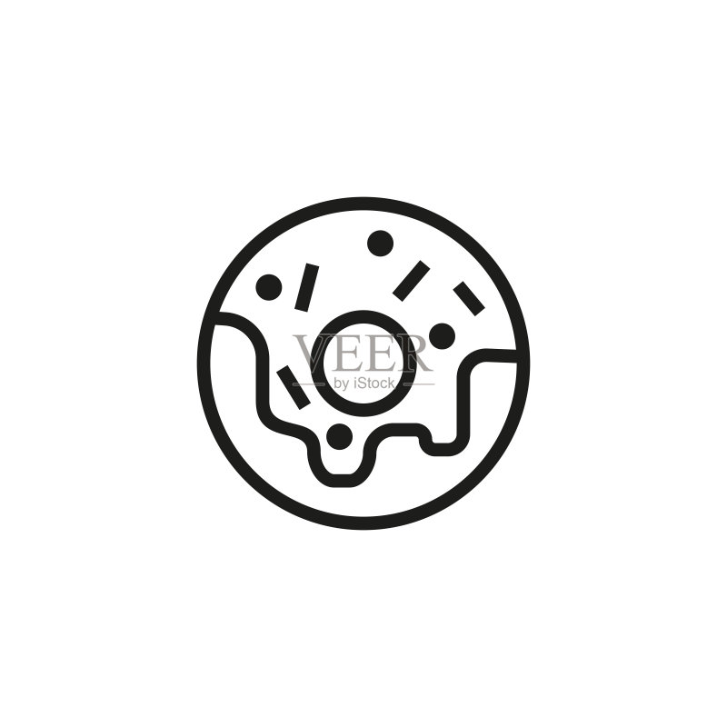 糖釉甜甜圈线条图标图标素材