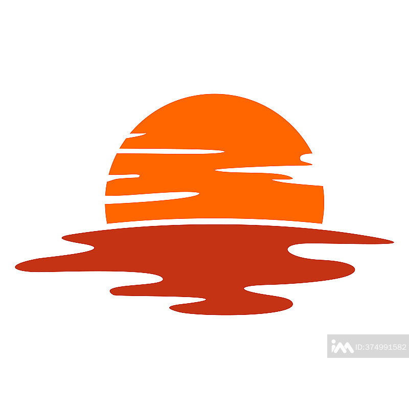 美丽的日落Logo：半日海市蜃楼Logo图标图标素材