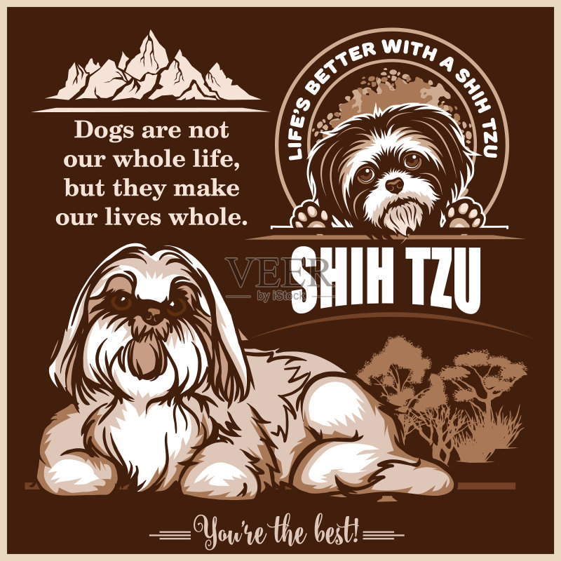 用于T恤logo的西施犬图案图标素材