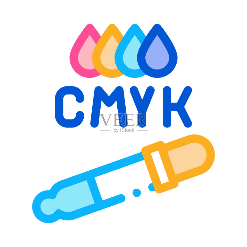 CMYK颜色选择图标矢量轮廓插图图标素材