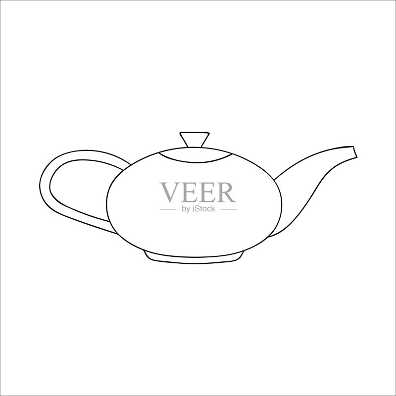 茶壶线条图标矢量图图标素材