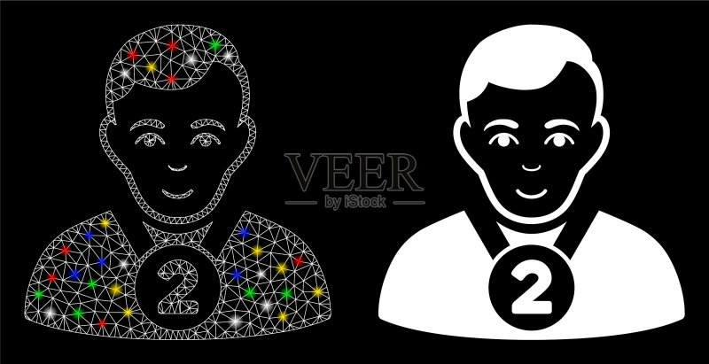 带光晕的网格2D亚军运动员图标图标素材